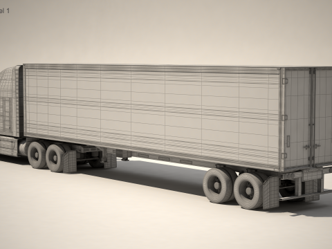 미국 트럭 박스 트레일러 3D 모델