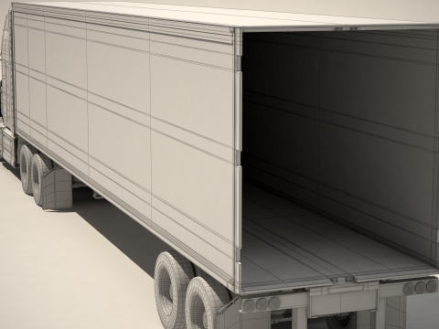 미국 트럭 박스 트레일러 3D 모델