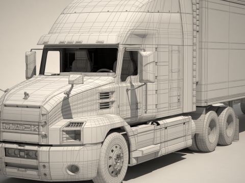 미국 트럭 박스 트레일러 3D 모델