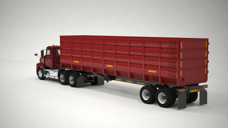 US Semitruck Gondola Trailer 3D Model .c4d .max .obj .3ds .fbx .stl .blend