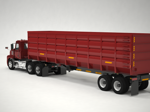 ABD Yarı Kamyon Gondol Römorku 3D Model