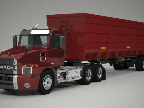 US Semitruck Gondola Trailer 3D Model