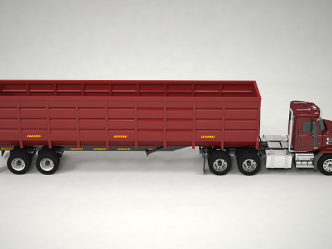 US Semitruck Gondola Trailer 3D Model