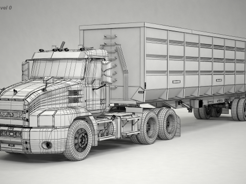 US Semitruck Gondola Trailer 3D Model