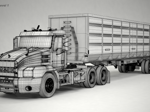 US Semitruck Gondola Trailer 3D Model