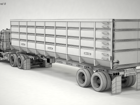 US Semitruck Gondola Trailer 3D Model