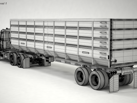 US Semitruck Gondola Trailer 3D Model