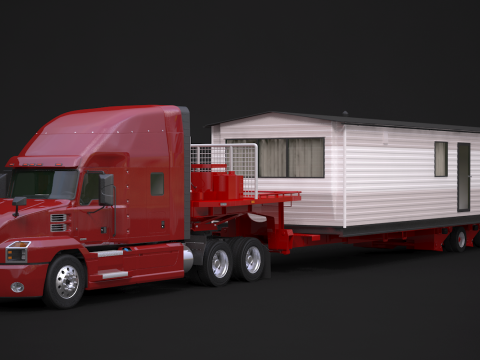US Semi-Truck and House Trailer 3D Model