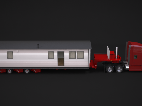 US Semi-Truck and House Trailer 3D Model
