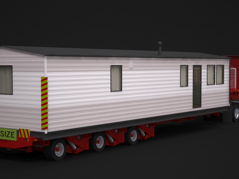 US Semi-Truck and House Trailer 3D Model