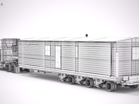 US Semi-Truck and House Trailer 3D Model