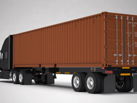 Американський напівпричіп-контейнеровоз 3D Модель
