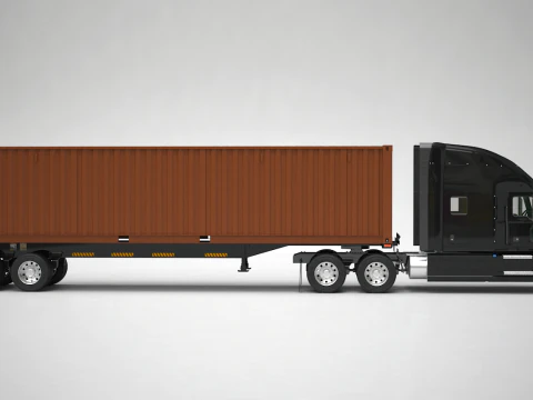 US Semi-Trailer Container Trailer 3D Model