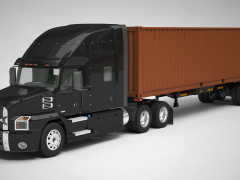 美式半挂集装箱半挂车 3D 模型