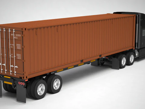 US Semi-Trailer Container Trailer 3D Model