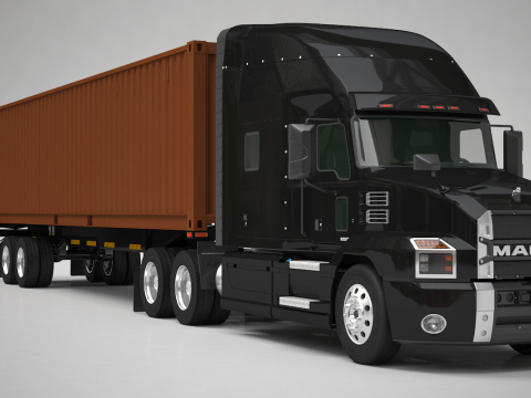 美式半挂集装箱半挂车 3D 模型