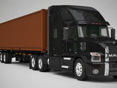 US Semi-Trailer Container Trailer 3D Model