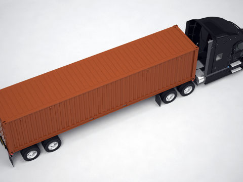美式半挂集装箱半挂车 3D 模型