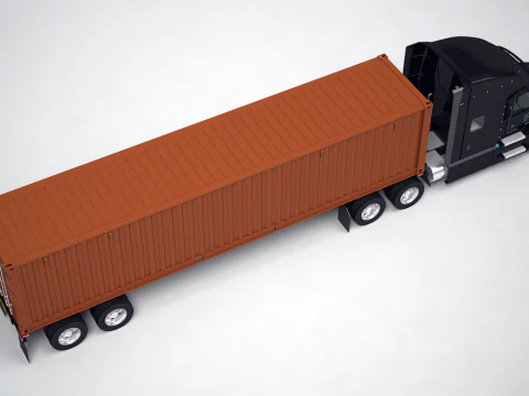 US Semi-Trailer Container Trailer 3D Model