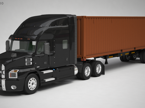 美式半挂集装箱半挂车 3D 模型