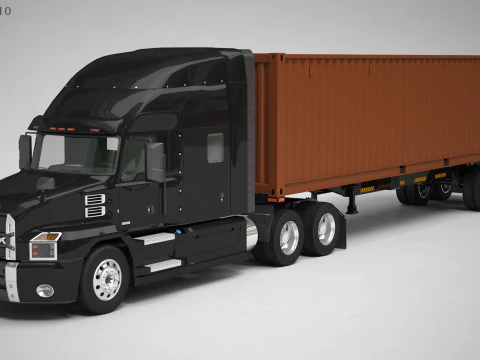US Semi-Trailer Container Trailer 3D Model