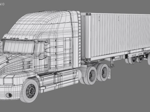 US Semi-Trailer Container Trailer 3D Model