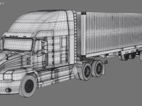 US Semi-Trailer Container Trailer 3D Model