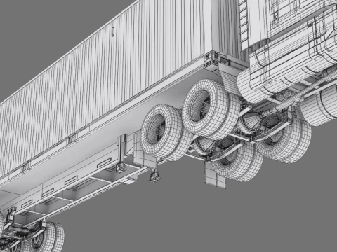 US Semi-Trailer Container Trailer 3D Model