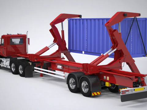 Напіввантажівка США з бічним підйомником 3D Модель