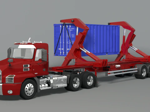 Semi-caminh&atilde;o americano com elevador lateral Modelo 3D