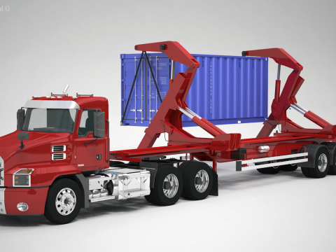 Semirimorchio statunitense con sollevatore laterale Modello 3D