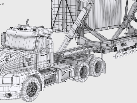 Semirimorchio statunitense con sollevatore laterale Modello 3D