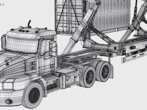 Semirimorchio statunitense con sollevatore laterale Modello 3D