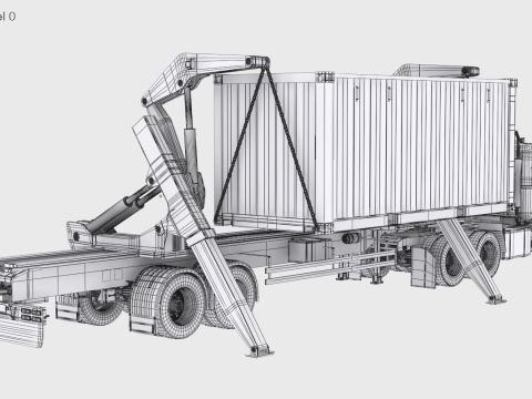 Semirimorchio statunitense con sollevatore laterale Modello 3D