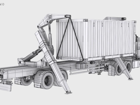 Semi-caminh&atilde;o americano com elevador lateral Modelo 3D