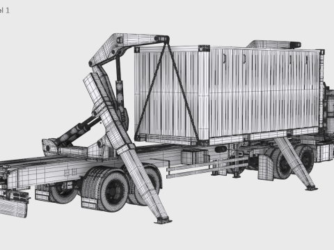 Semirimorchio statunitense con sollevatore laterale Modello 3D