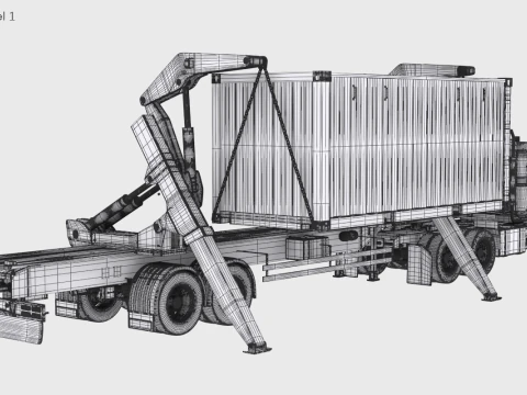 Semi-caminh&atilde;o americano com elevador lateral Modelo 3D