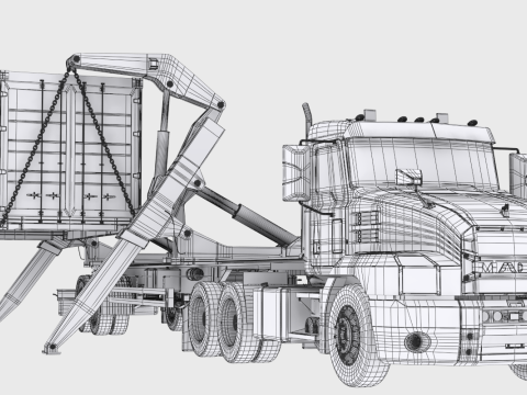 Semirimorchio statunitense con sollevatore laterale Modello 3D