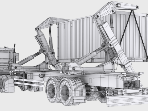 Semirimorchio statunitense con sollevatore laterale Modello 3D
