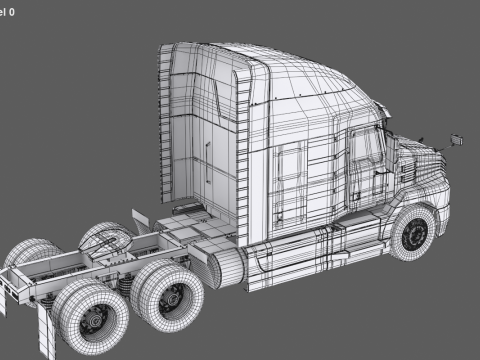 US Semi Truck Sleeper Cab 3D Model