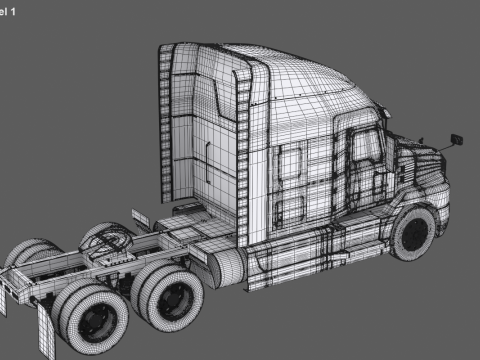 US Semi Truck Sleeper Cab 3D Model
