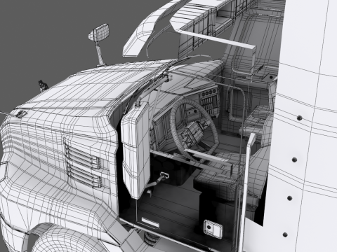 US Semi Truck Sleeper Cab 3D Model