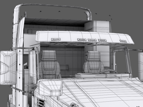 US Semi Truck Sleeper Cab 3D Model