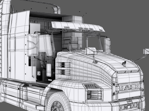 US Semi Truck Sleeper Cab 3D Model