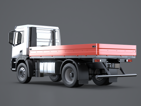 Realistic Flatbed Truck 3D Model