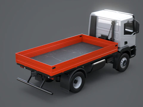 Realistic Flatbed Truck 3D Model