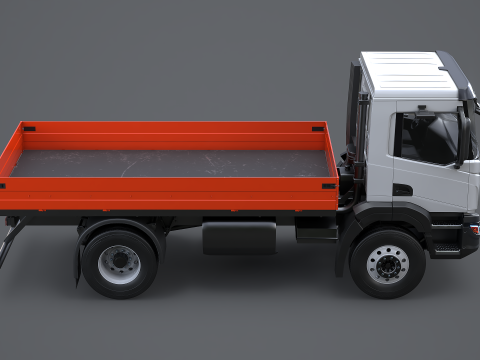Realistic Flatbed Truck 3D Model