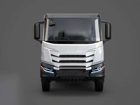 Realistic Flatbed Truck 3D Model