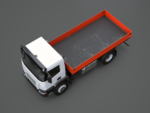 Realistic Flatbed Truck 3D Model