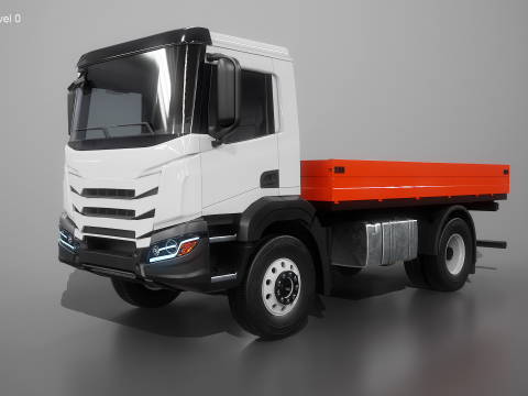 Realistic Flatbed Truck 3D Model